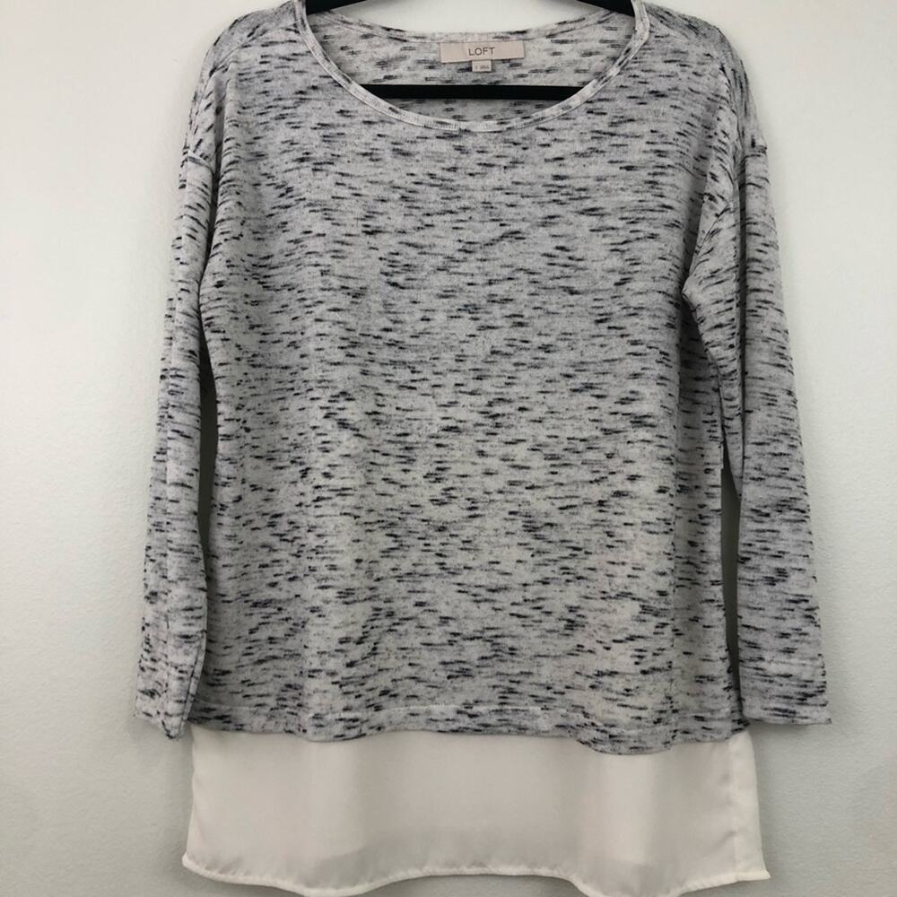 LOFT Sweater Pullover Sheer Chiffon Tail Detail